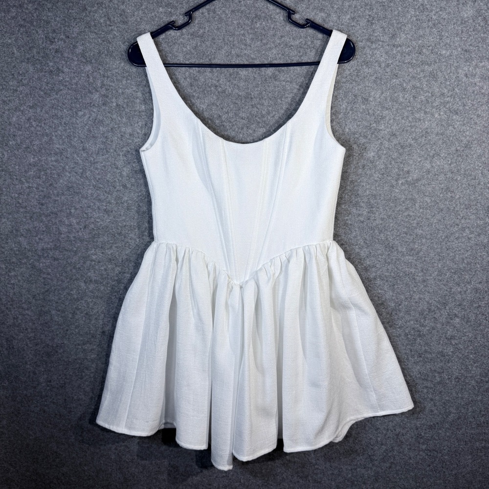 Adeirlina White Corset Basque Waist Flared Mini Dress Women's Size M